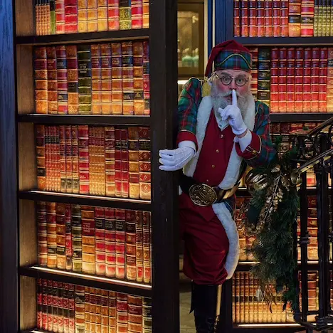 An up close shot of Santa and Mrs. Claus.